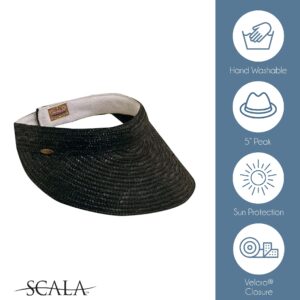 Scala Womens Sewn Braid Visor, Black, One Size