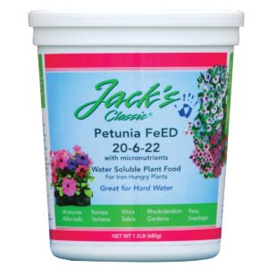 jack's classic 20-6-22 petunia feed water-soluble fertilizer with micronutrients to provide lush green annuals,1.5lbs