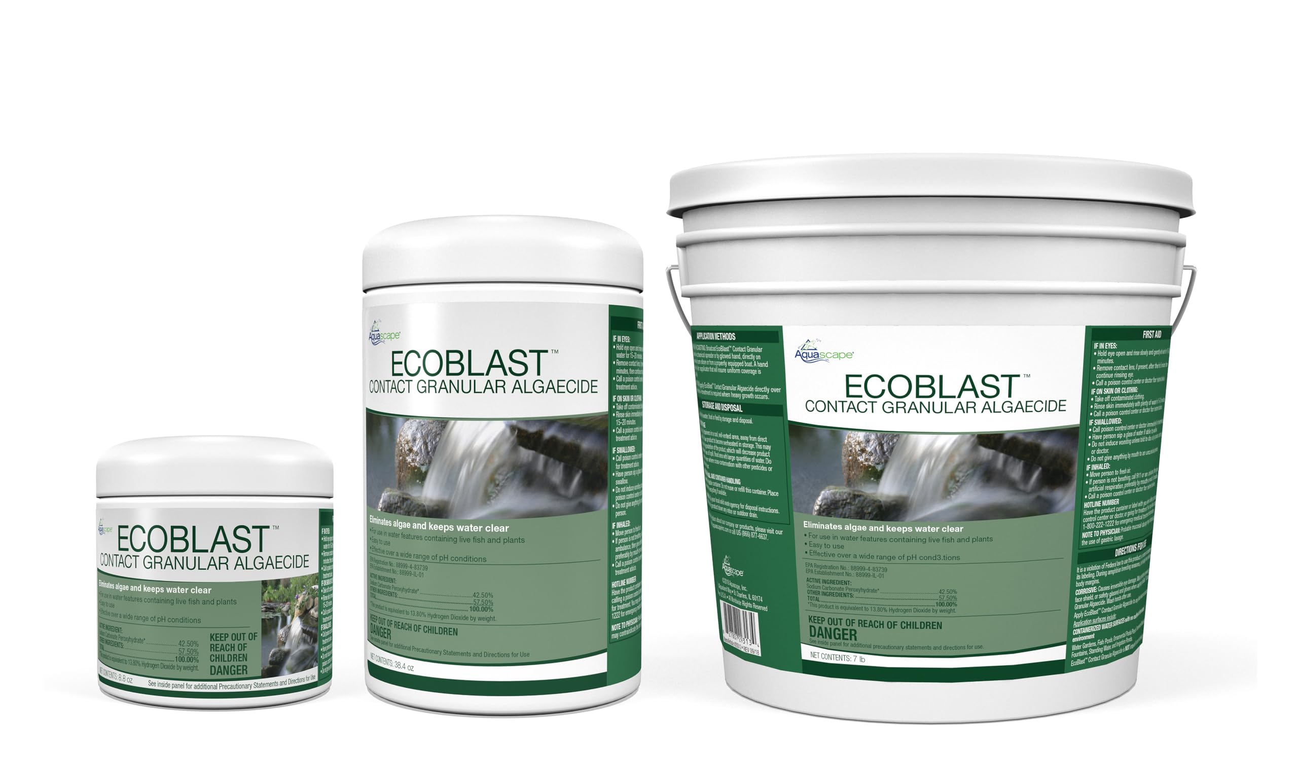 Aquascape 29312 Granular Algaecide for Pond, Waterfall, and Stream EcoBlast, 2.4 Pounds, White