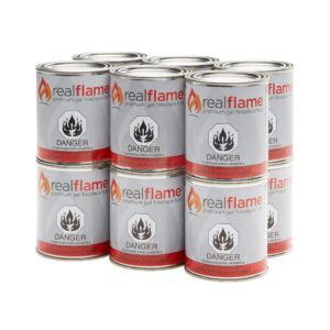 real flame gel fuel cans - 12-pack - gelled isopropyl alcohol for indoor or outdoor fireplaces