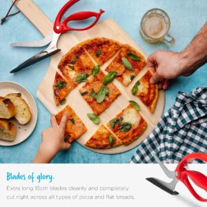 Dreamfarm Scizza 2-In-1 Easy Ergonomic Pizza Scissors with Stainless Steel Pizza Cutter Blades & Non-Stick Slice Server - Black