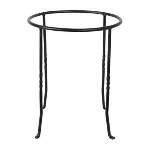 achla designs fb-14 ring wrought iron metal plant birdbath bowl stand flowerpot holder, black