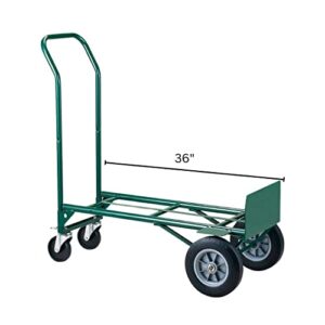 Harper Trucks JEDT8635P 700 lb Capacity Super-Steel Convertible Hand Truck, Dual Purpose 2 Wheel Dolly and 4 Wheel Cart with 10" Flat-Free Solid Rubber Wheels