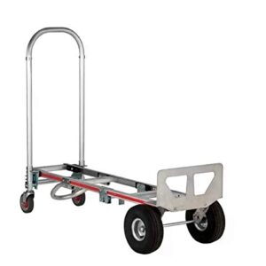 Magliner GMK81UA4 Gemini Sr Convertible Hand Truck, Pneumatic Wheels, 500 lbs Load Capacity, 61" Height, 55-3/4" Length x 21" Width , Silver