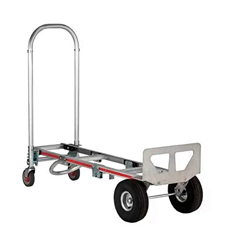 Magliner GMK81UA4 Gemini Sr Convertible Hand Truck, Pneumatic Wheels, 500 lbs Load Capacity, 61" Height, 55-3/4" Length x 21" Width , Silver