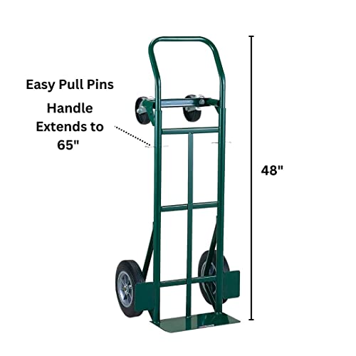 Harper Trucks JEDT8635P 700 lb Capacity Super-Steel Convertible Hand Truck, Dual Purpose 2 Wheel Dolly and 4 Wheel Cart with 10" Flat-Free Solid Rubber Wheels