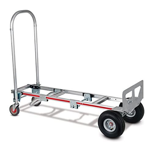 Magliner GMK81UA4 Gemini Sr Convertible Hand Truck, Pneumatic Wheels, 500 lbs Load Capacity, 61" Height, 55-3/4" Length x 21" Width , Silver