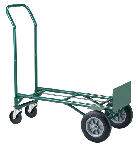 Harper Trucks JEDT8635P 700 lb Capacity Super-Steel Convertible Hand Truck, Dual Purpose 2 Wheel Dolly and 4 Wheel Cart with 10" Flat-Free Solid Rubber Wheels