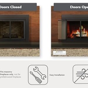 Pleasant Hearth AT-1002 Ascot Fireplace Glass Door, Black, Large