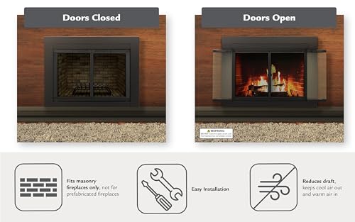 Pleasant Hearth AT-1002 Ascot Fireplace Glass Door, Black, Large