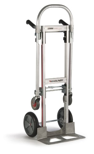 Magline GMK16UAB Aluminum Gemini Jr Convertible Hand Truck, U Loop Handle, Cushion Wheels, 500lbs Capacity, 51" Height, 47-1/2" Length x 21" Width