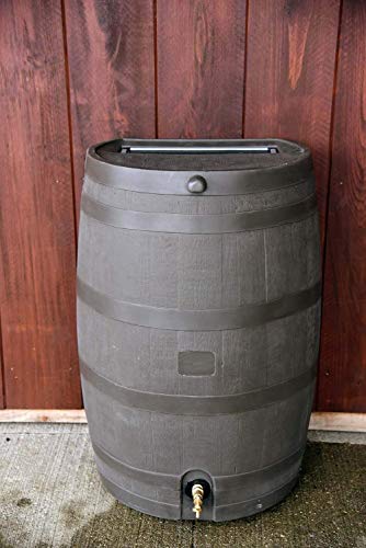 RTS Home Accents 50-Gallon Rain Water Collection Barrel with Brass Spigot, Brown