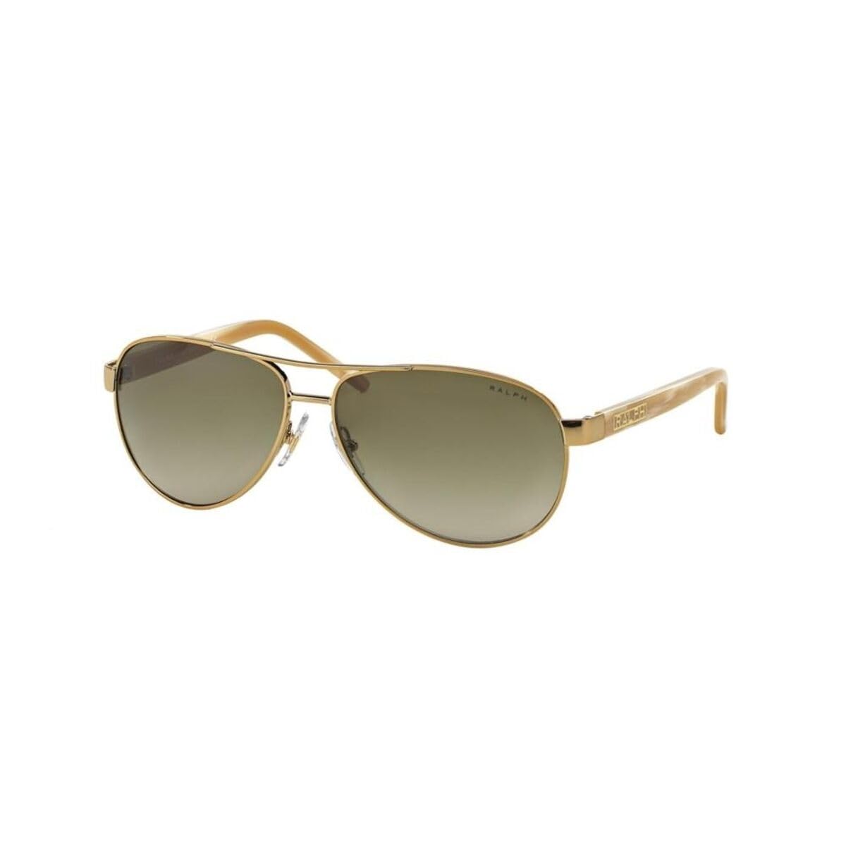 Ralph by Ralph Lauren Women's RA4004 Aviator Sunglasses, Shiny Gold/Gradient Brown, 59 mm