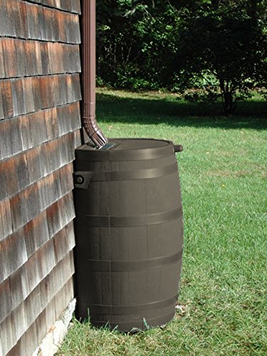 RTS Home Accents 50-Gallon Rain Water Collection Barrel with Brass Spigot, Brown