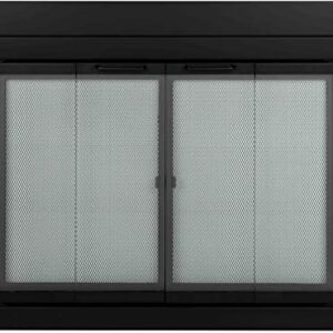 Pleasant Hearth AT-1002 Ascot Fireplace Glass Door, Black, Large