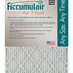 20X20X1 (19.75 x 19.75)Accumulair Platinum 1-Inch Filter (MERV 11) (4 Pack)