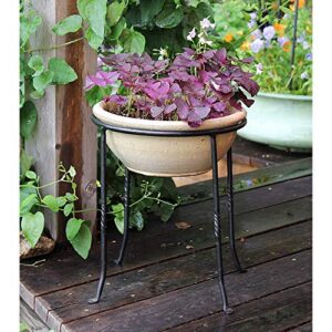 Achla Designs FB-14 Ring Wrought Iron Metal Plant birdbath Bowl Stand Flowerpot Holder, Black