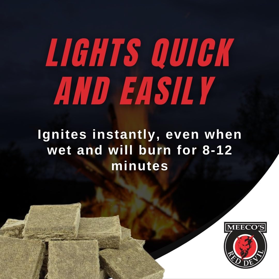 MEECO'S RED DEVIL Surestart® Firelighting Squares Pack of 144 - Quick Lighting for Indoor/Outdoor Fireplaces, Wood Stoves, Pellet Stoves, Campfires, Fire Pits, Smoker Grills, & Pizza Ovens