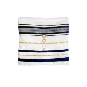 Holy Land Market New Covenant Messianic Prayer Shawl Tallit 72" X 22" with Bag, Card and Brochure From Israel (One Tallit)