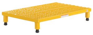 vestil ahw-l-2436 adjustable work-mate stand with serrated deck, steel, 36" length x 24" width deck, 500 lbs capacity, 5" - 8" height range, yellow