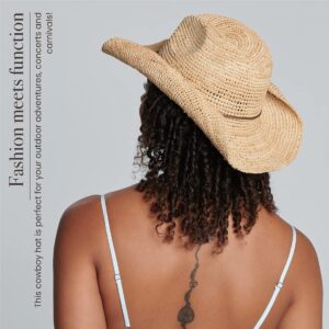 San Diego Hat Company Women's Crocheted Raffia Cowboy Hat,Natural,One Size