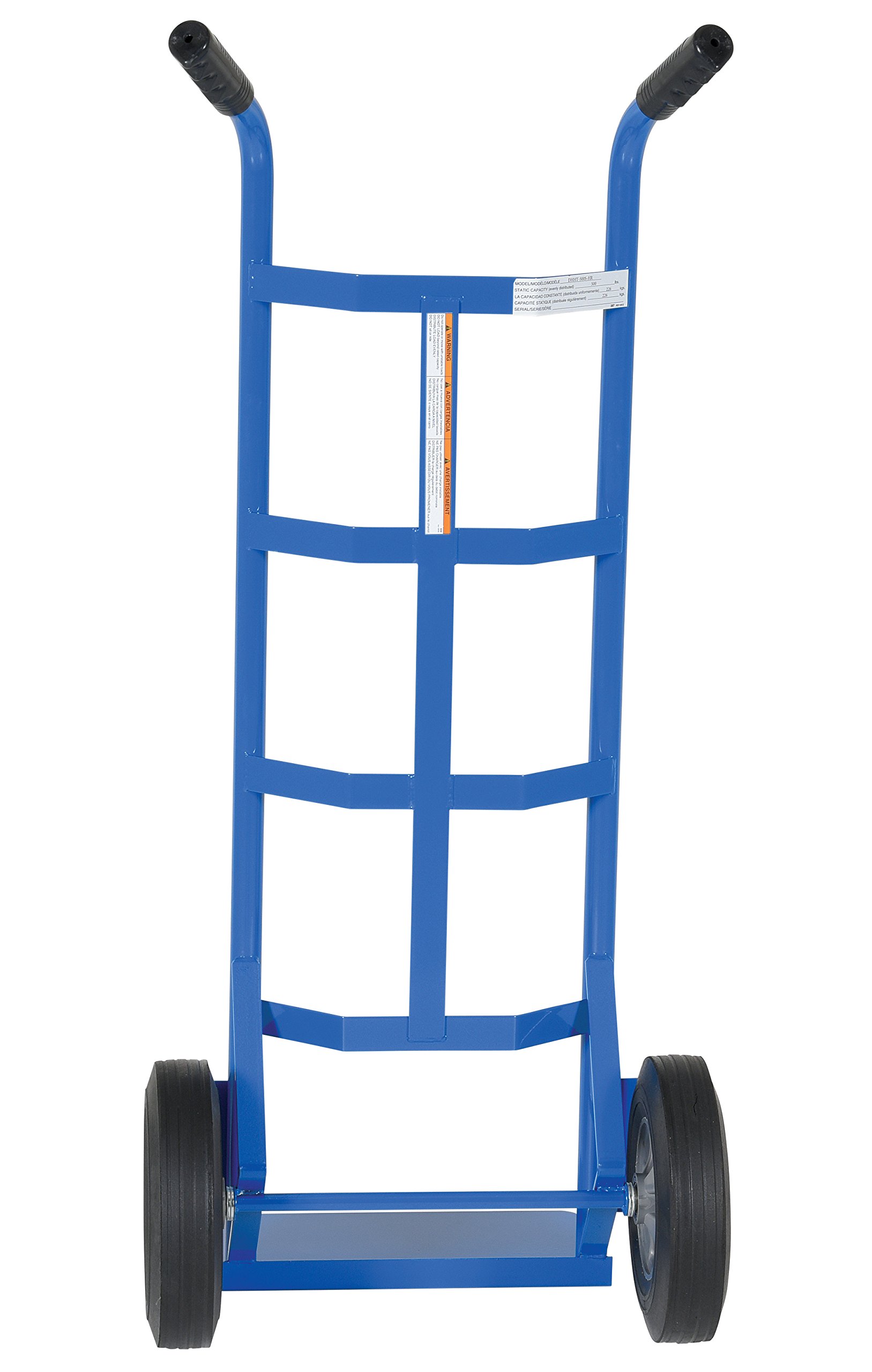 Vestil DHHT-500S-HR Steel Hand Truck with Dual Handle,Hard Rubber Wheels, 500 lbs Load Capacity, 44-1/2" Height, 21" Width X 17-1/2" Depth