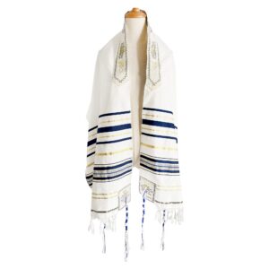 Holy Land Market New Covenant Messianic Prayer Shawl Tallit 72" X 22" with Bag, Card and Brochure From Israel (One Tallit)