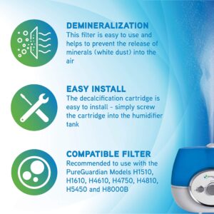 PureGuardian Humidifier Demineralization Filter, Cartridge 1, Prevents Release of Minerals, Lasts 1000 Hours, White, FLTDC