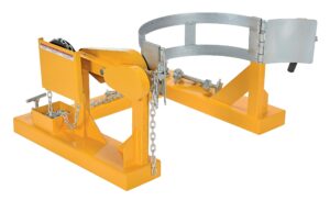 vestil dcr-205-8 steel fork truck drum carrier/rotator for steel drums 55 gallon 800 lb. capacity yellow