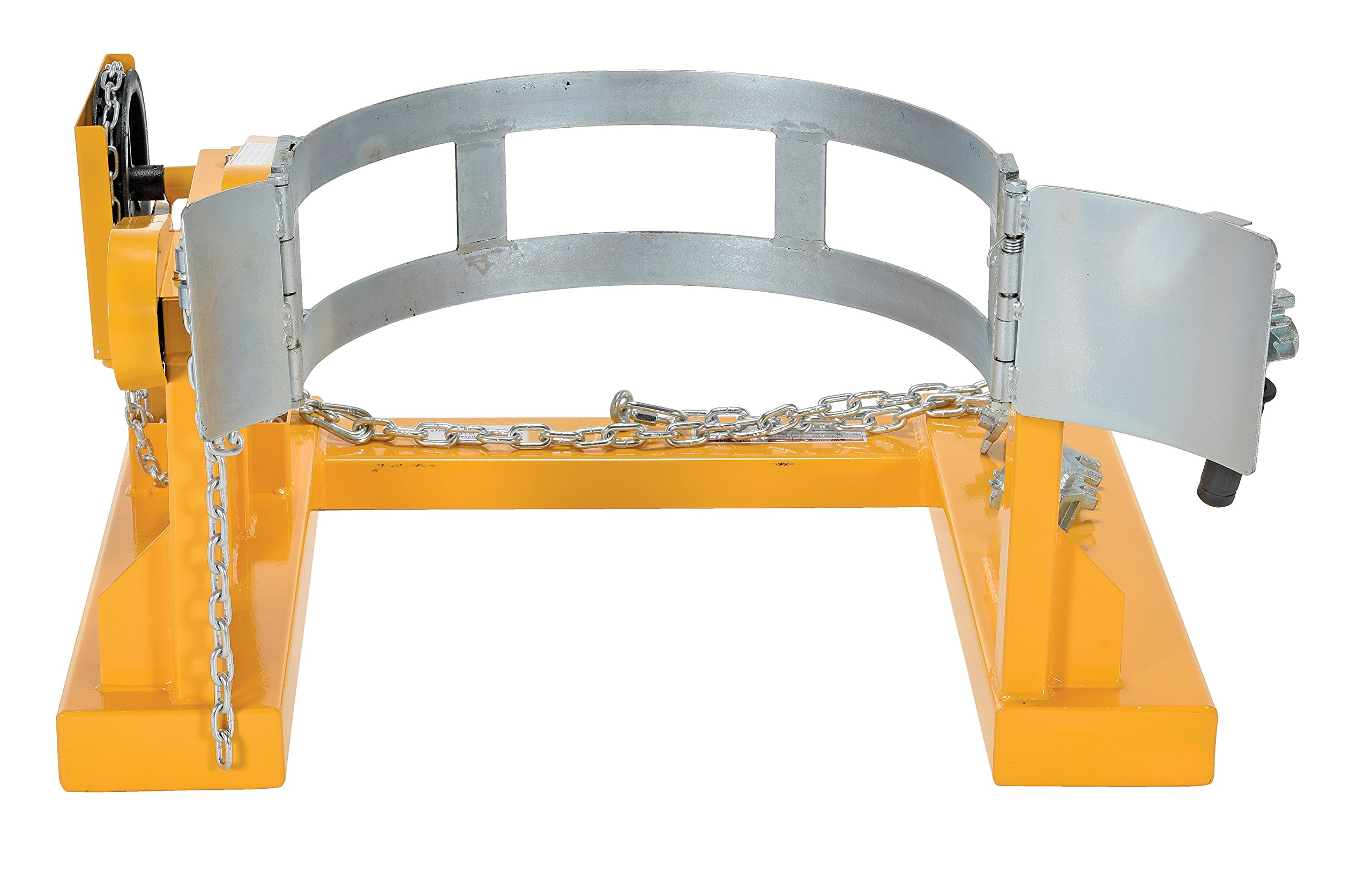 Vestil DCR-205-8 Steel Fork Truck Drum Carrier/Rotator For Steel Drums 55 Gallon 800 Lb. Capacity Yellow