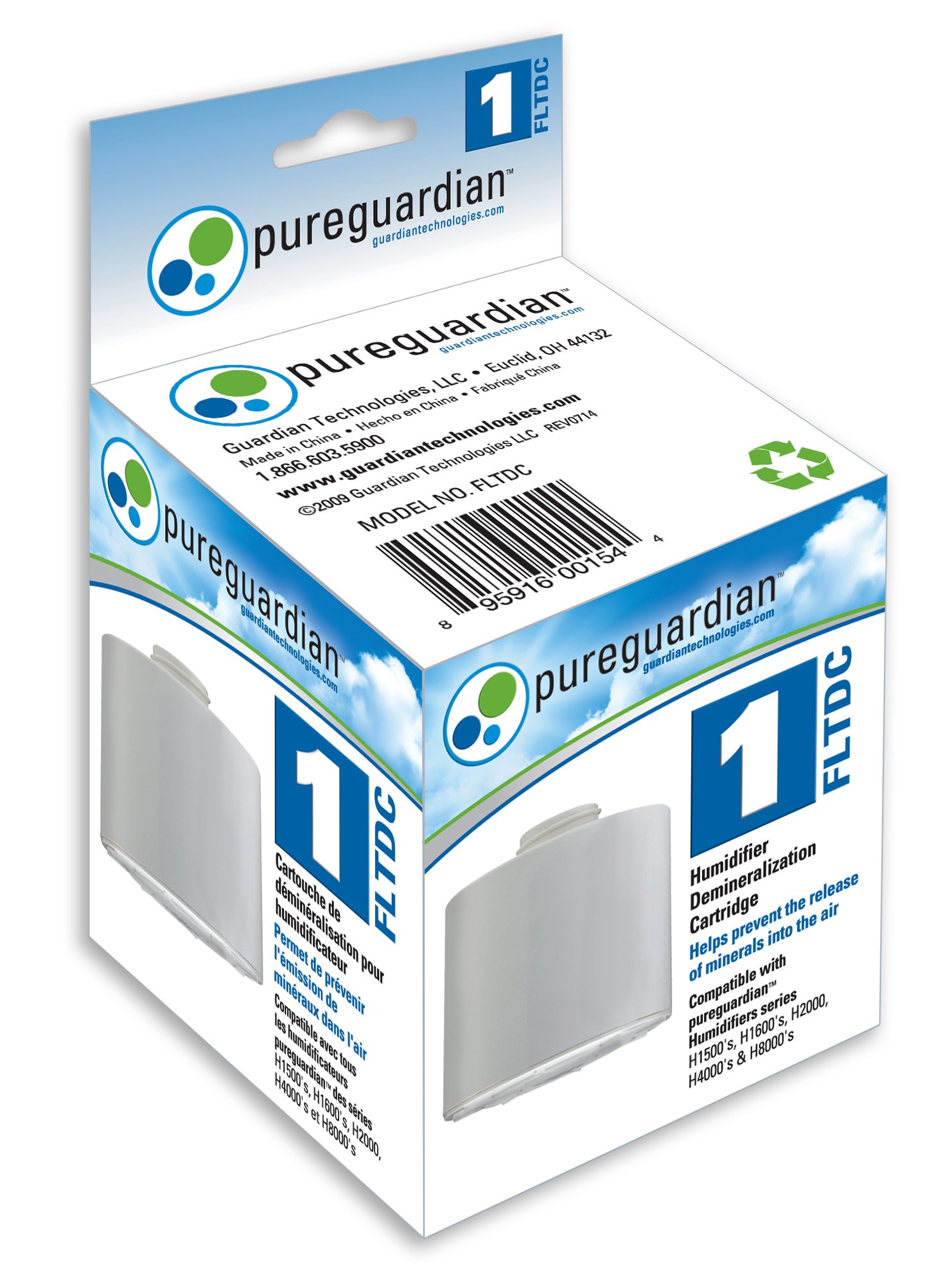 PureGuardian Humidifier Demineralization Filter, Cartridge 1, Prevents Release of Minerals, Lasts 1000 Hours, White, FLTDC