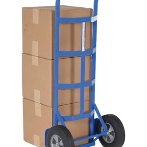 Vestil DHHT-500S-HR Steel Hand Truck with Dual Handle,Hard Rubber Wheels, 500 lbs Load Capacity, 44-1/2" Height, 21" Width X 17-1/2" Depth