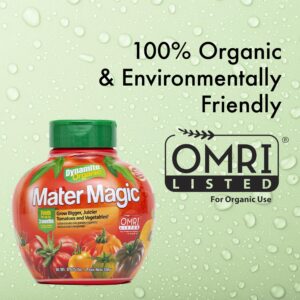 Dynamite Mater Magic - Organic Tomato Fertilizer for Bigger, Juicier Tomatoes and Vegetables, OMRI Listed, Nitrogen and Calcium-Rich Plant Food - .675 Pound Container with Shaker Lid