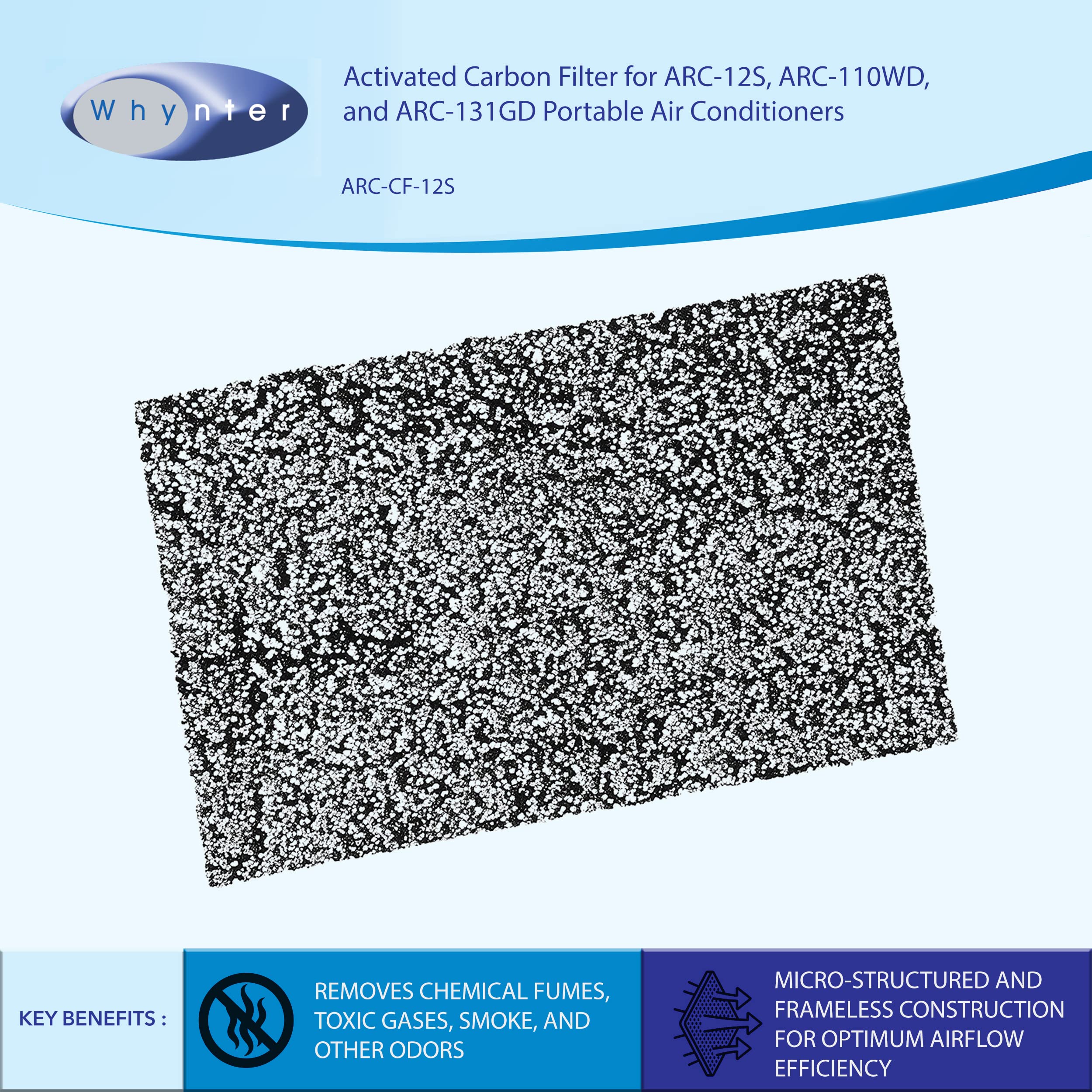 Whynter ARC-CF-12S Filter Replacement for Portable Air Conditioner Model ARC-12S ARC-110WD ARC-131GD, 1 Count (Pack of 1), Black