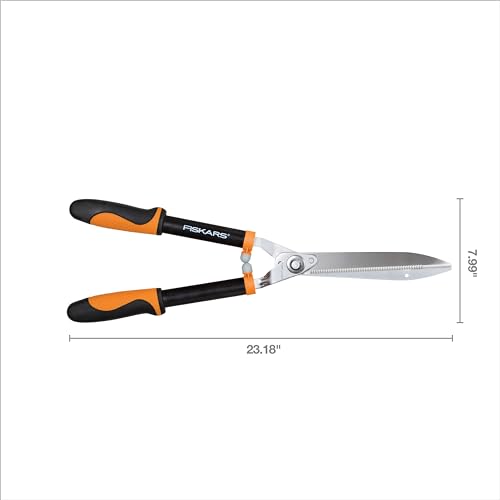 Fiskars Power-Lever 23” Hedge Shears – Self-Sharpening Precision-Ground Steel Blades – For Trimming/Shaping Hedges and Shrubs in Your Garden – Lawn and Yard Tools – Black/Orange