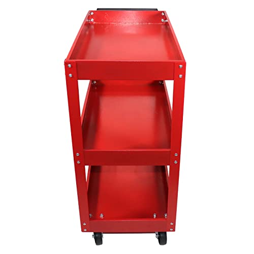 Dragway Tools 3 Tray Service Utility Cart 150 LBS Load Capacity with Swivel 360° Wheels Tool Cart Multifunctional