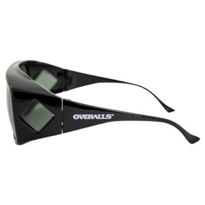 Overalls Sunglasses with Black and Polarized Grey Lens Fits Over Glasses