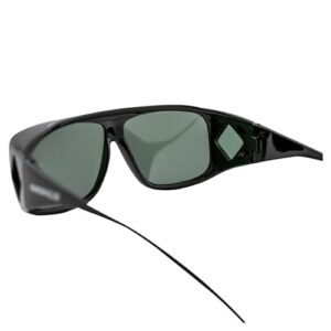 Overalls Sunglasses with Black and Polarized Grey Lens Fits Over Glasses