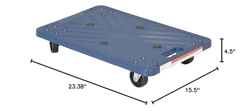 Vestil POS-1624 Plastic Dolly with Molded Handle, 220 lbs Capacity, 23-3/8" Length x 15-1/2" Width x 4-1/2" Height Deck