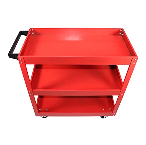 Dragway Tools 3 Tray Service Utility Cart 150 LBS Load Capacity with Swivel 360° Wheels Tool Cart Multifunctional