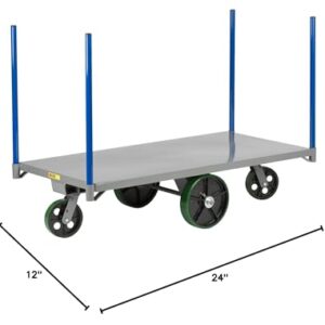 Little Giant DT-2448-DIA-4PS Heavy-Duty Pipe Stake Truck with Polyurethane Tread On Steel Wheels, 4000 lbs Capacity, 48" Length x 24" Width Platform