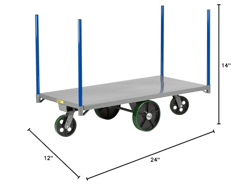 Little Giant DT-2448-DIA-4PS Heavy-Duty Pipe Stake Truck with Polyurethane Tread On Steel Wheels, 4000 lbs Capacity, 48" Length x 24" Width Platform