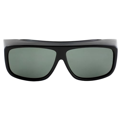 Overalls Sunglasses with Black and Polarized Grey Lens Fits Over Glasses