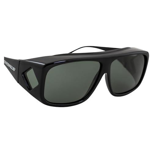 Overalls Sunglasses with Black and Polarized Grey Lens Fits Over Glasses