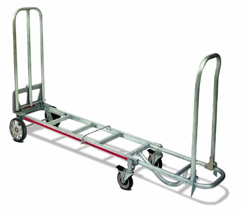 Magline STK8AA1 Aluminum 4 Wheel Foldable Hand Truck, Loop Handle, Mold-On Rubber Wheels, 200 lbs Capacity, 73" Height, 17" Width x 16" Depth