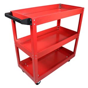 Dragway Tools 3 Tray Service Utility Cart 150 LBS Load Capacity with Swivel 360° Wheels Tool Cart Multifunctional