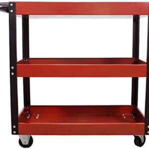 Dragway Tools 3 Tray Service Utility Cart 150 LBS Load Capacity with Swivel 360° Wheels Tool Cart Multifunctional