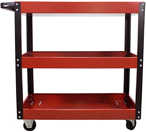 Dragway Tools 3 Tray Service Utility Cart 150 LBS Load Capacity with Swivel 360° Wheels Tool Cart Multifunctional