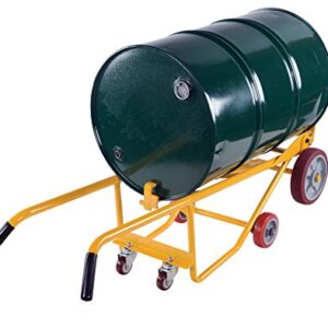 Vestil RDBT-PO Drum Truck with Dual Handle, Polyolefin Wheels, 1000 lbs Load Capacity, Overall L x H (in.) 20-1/16 x 60-5/8"