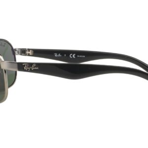 Ray-Ban RB3492 Rectangular Sunglasses, Gunmetal/CRYstal Green Polarized, 62 mm